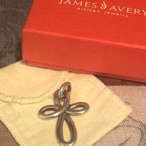 RETIRED! HTF! JAMES AVERY ETERNAL RIBBON CROSS PENDANT, EUC!! 925 SILVER